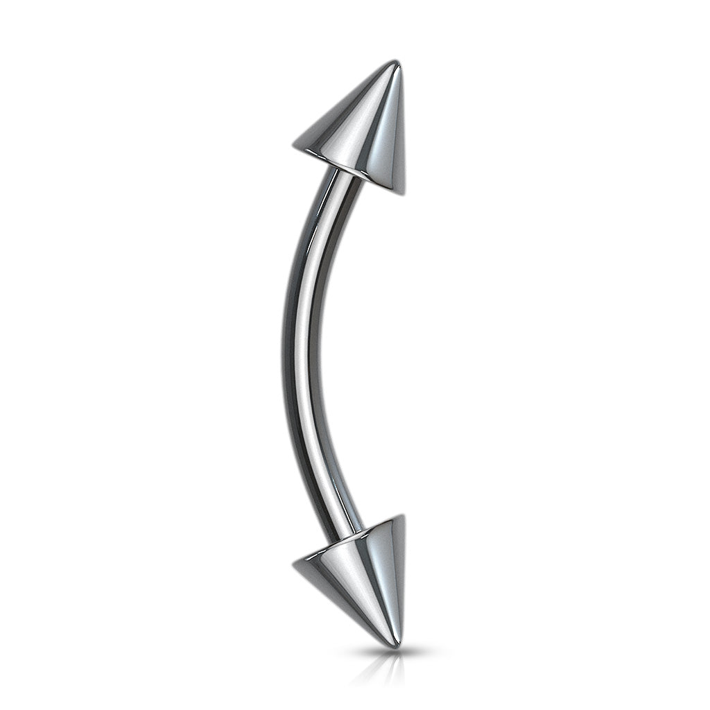 Cherry Diva Barbell 16 Gauge Titanium Curved Eyebrow Barbell With Spike Ends