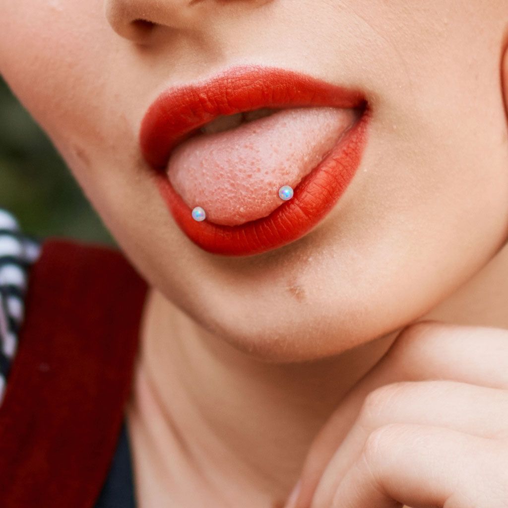 Cherry Diva Barbell 316L Surgical Steel Curved Barbell With Opal Ends