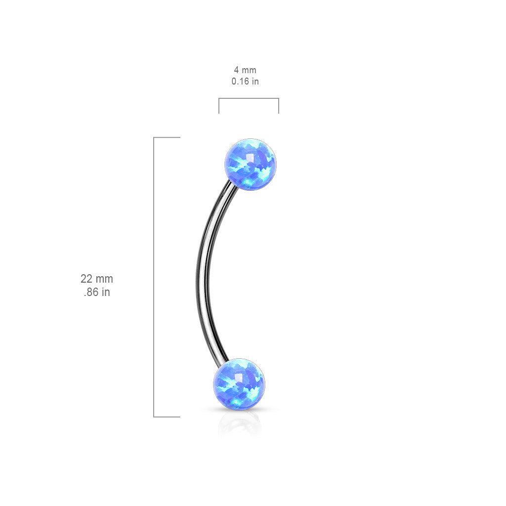 Cherry Diva Barbell 316L Surgical Steel Curved Barbell With Opal Ends