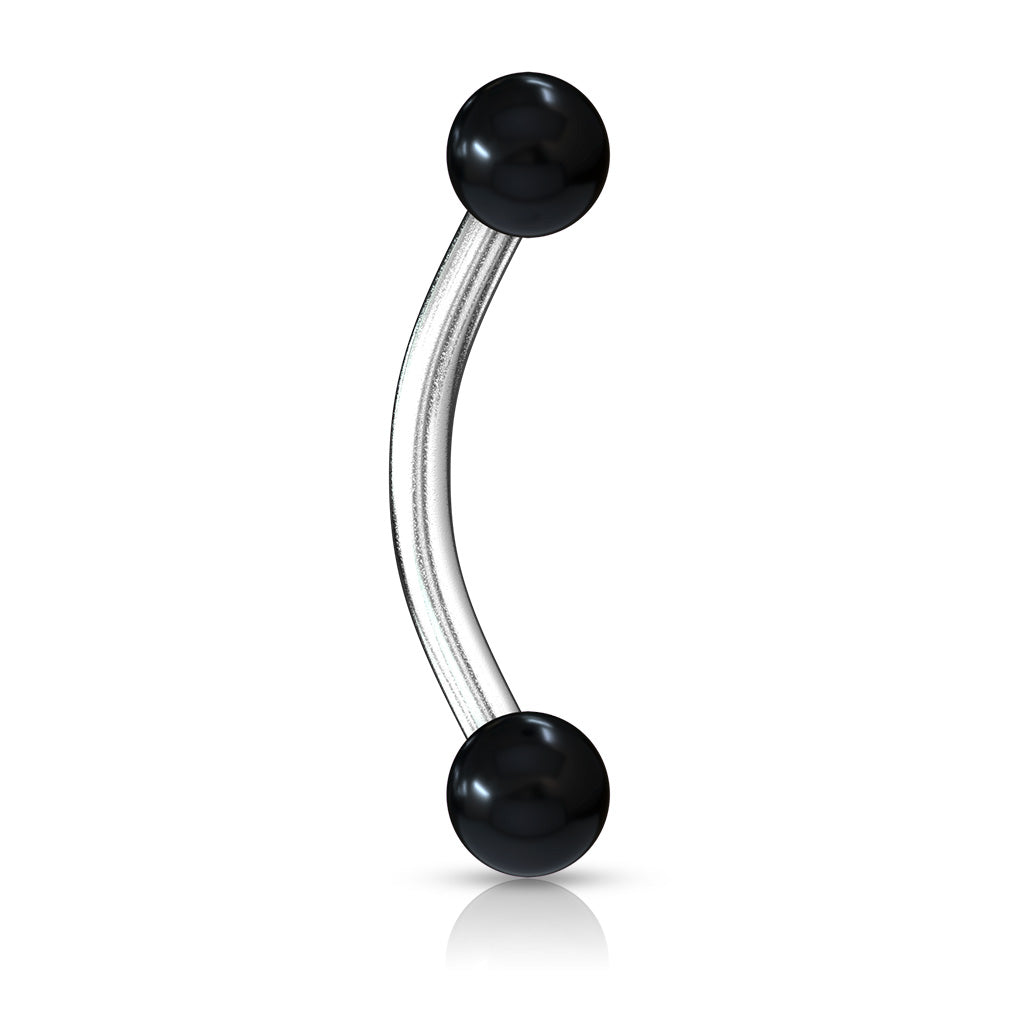 Cherry Diva Barbell Black 16 Gauge Hypoallergenic Curved Barbell With Acrylic Ends