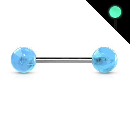 Cherry Diva Barbell Blue 14 Gauge Titanium Glow In The Dark Barbell