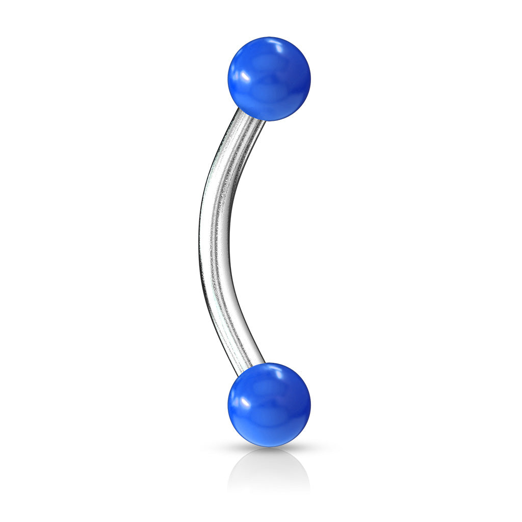 Cherry Diva Barbell Blue 16 Gauge Hypoallergenic Curved Barbell With Acrylic Ends