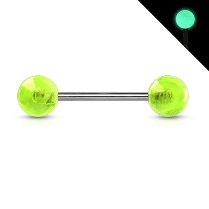 Cherry Diva Barbell Green 14 Gauge Titanium Glow In The Dark Barbell