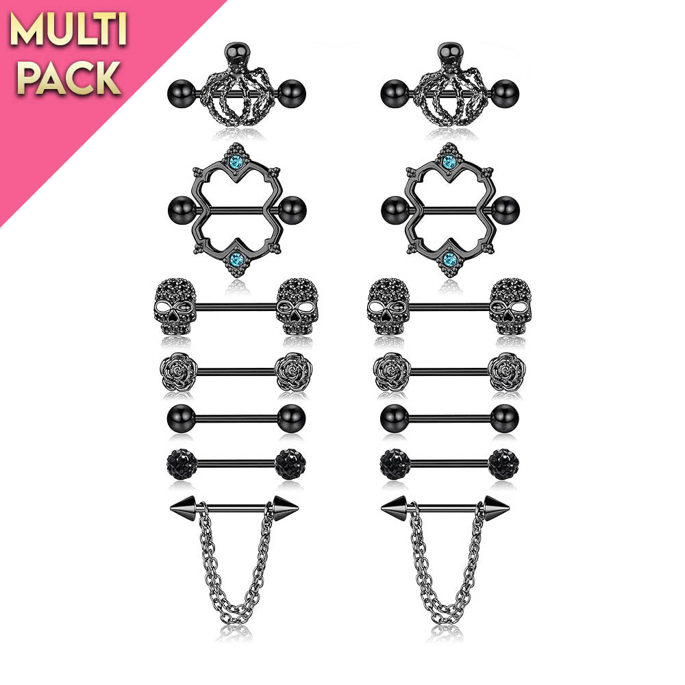 Limited Edition 14 Pack Black Nipple Shield Set Cherry Diva