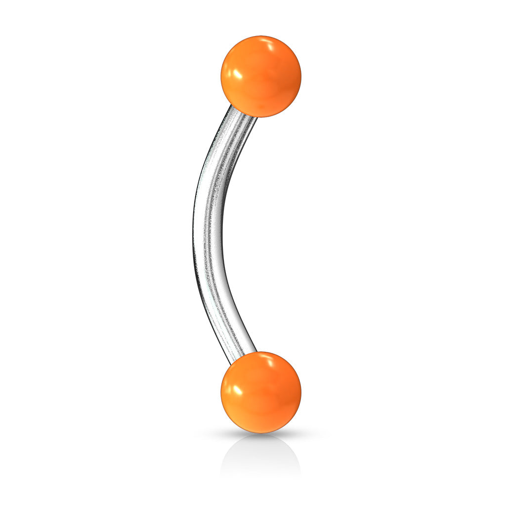 Cherry Diva Barbell Orange 16 Gauge Hypoallergenic Curved Barbell With Acrylic Ends