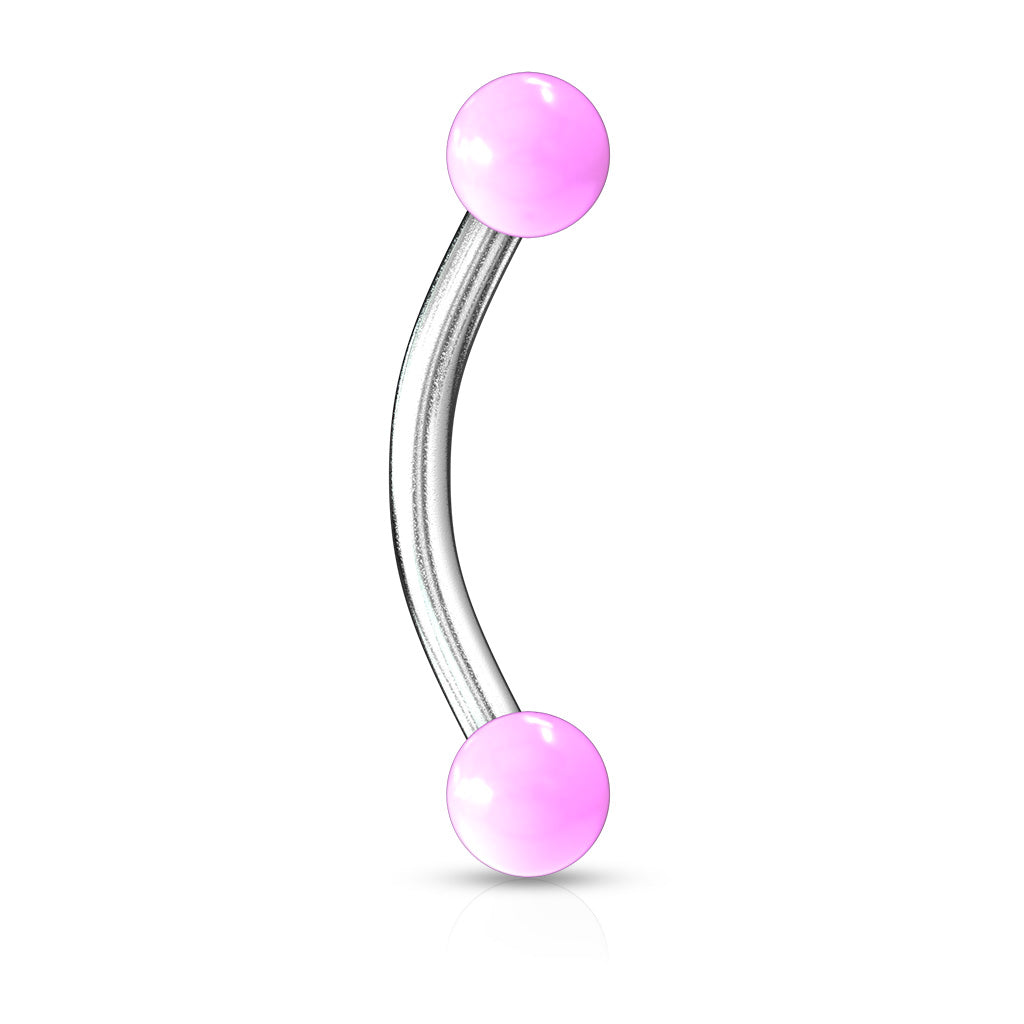 Cherry Diva Barbell Pink 16 Gauge Hypoallergenic Curved Barbell With Acrylic Ends