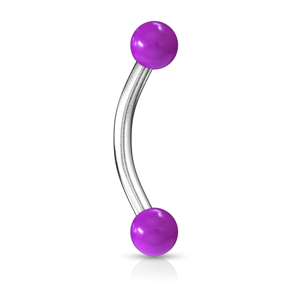 Cherry Diva Barbell Purple 16 Gauge Hypoallergenic Curved Barbell With Acrylic Ends