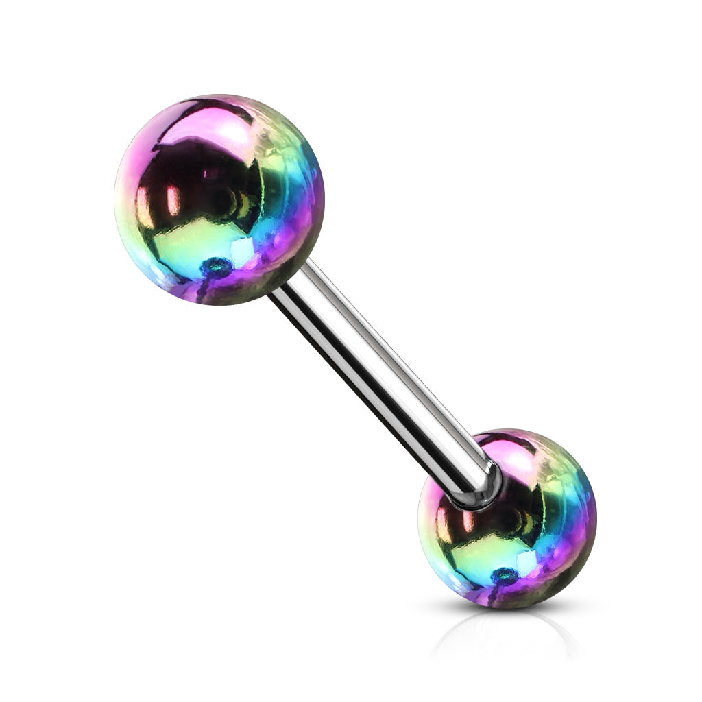 Cherry Diva Barbell Rainbow 14 Gauge AB Coated Metallic Ball Straight Barbell