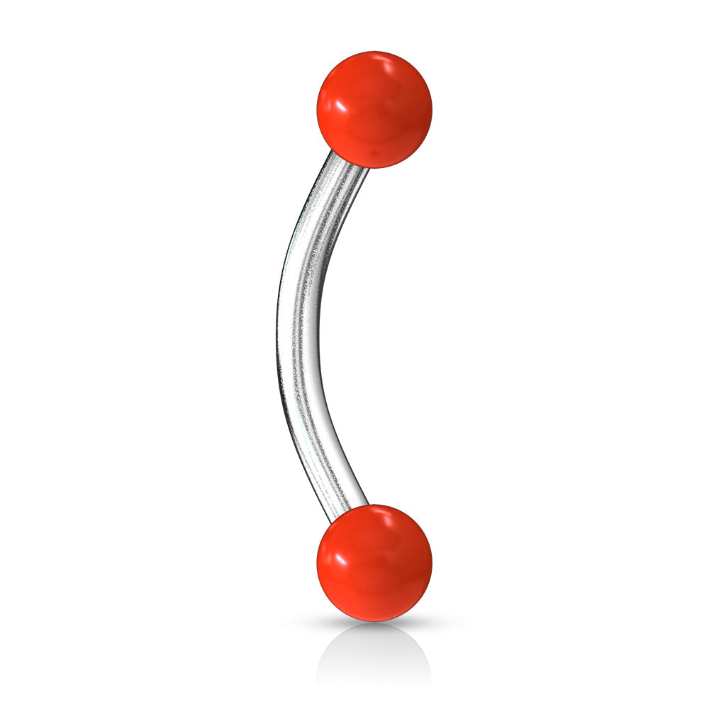 Cherry Diva Barbell Red 16 Gauge Hypoallergenic Curved Barbell With Acrylic Ends