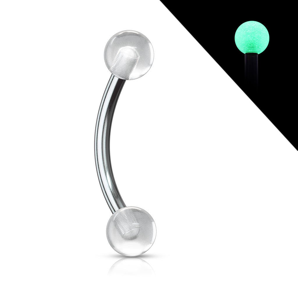Cherry Diva Barbell White 16 Gauge Hypoallergenic Curved Barbell With Luminescent Ends