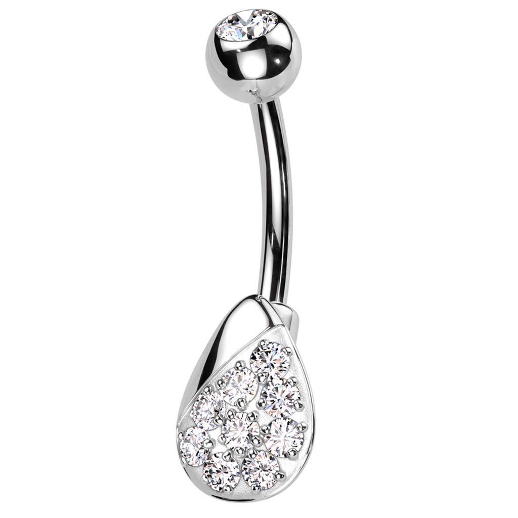 Cherry Diva Belly Bar 14 Crystal Droplet Belly Button Bar
