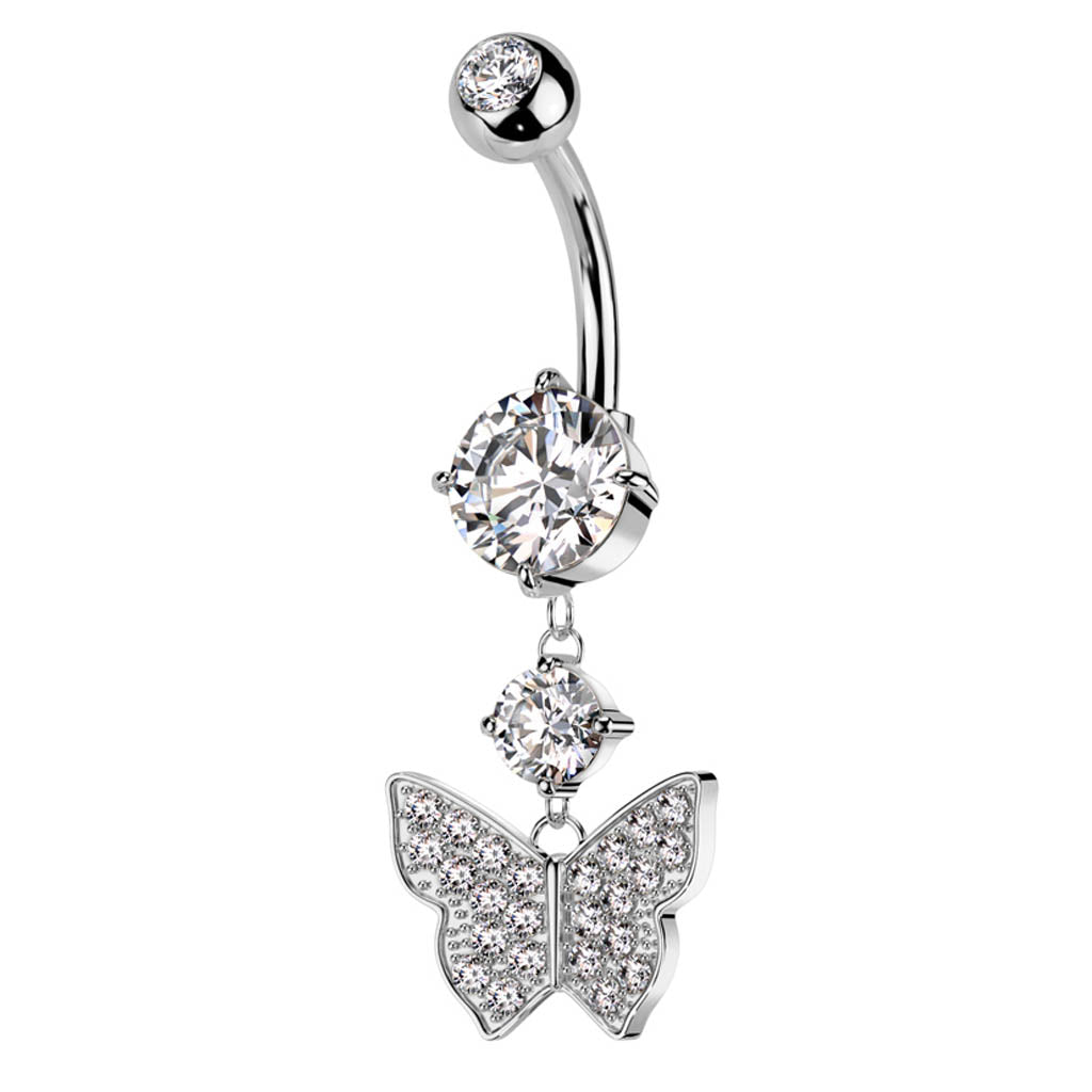 Cherry Diva belly bar 14 Crystal Wings Butterfly Belly Bar