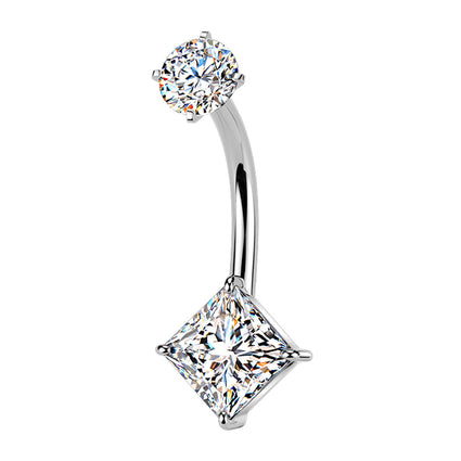 Cherry Diva Belly Bar 14 Gauge Hypoallergenic Crystal Diamond Belly Bar