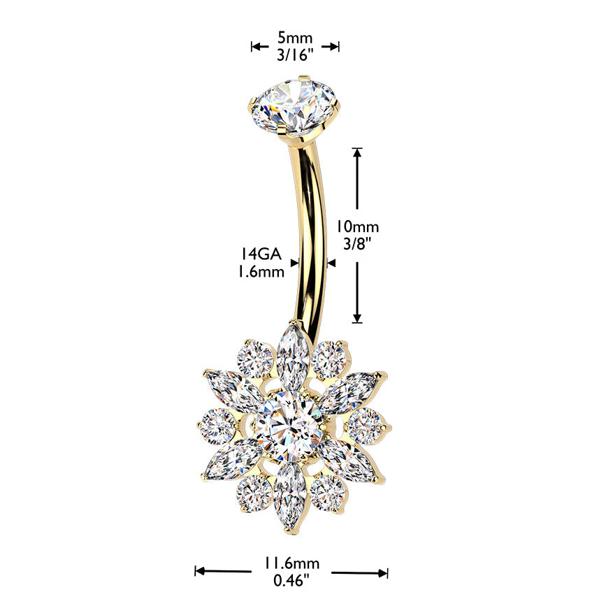 Cherry Diva Belly Bar 14 Gauge Internally Threaded Titanium Flower Belly Button Bar