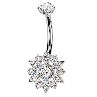 Cherry Diva Belly Bar 14 Gauge Internally Threaded Titanium Flower Belly Button Bar