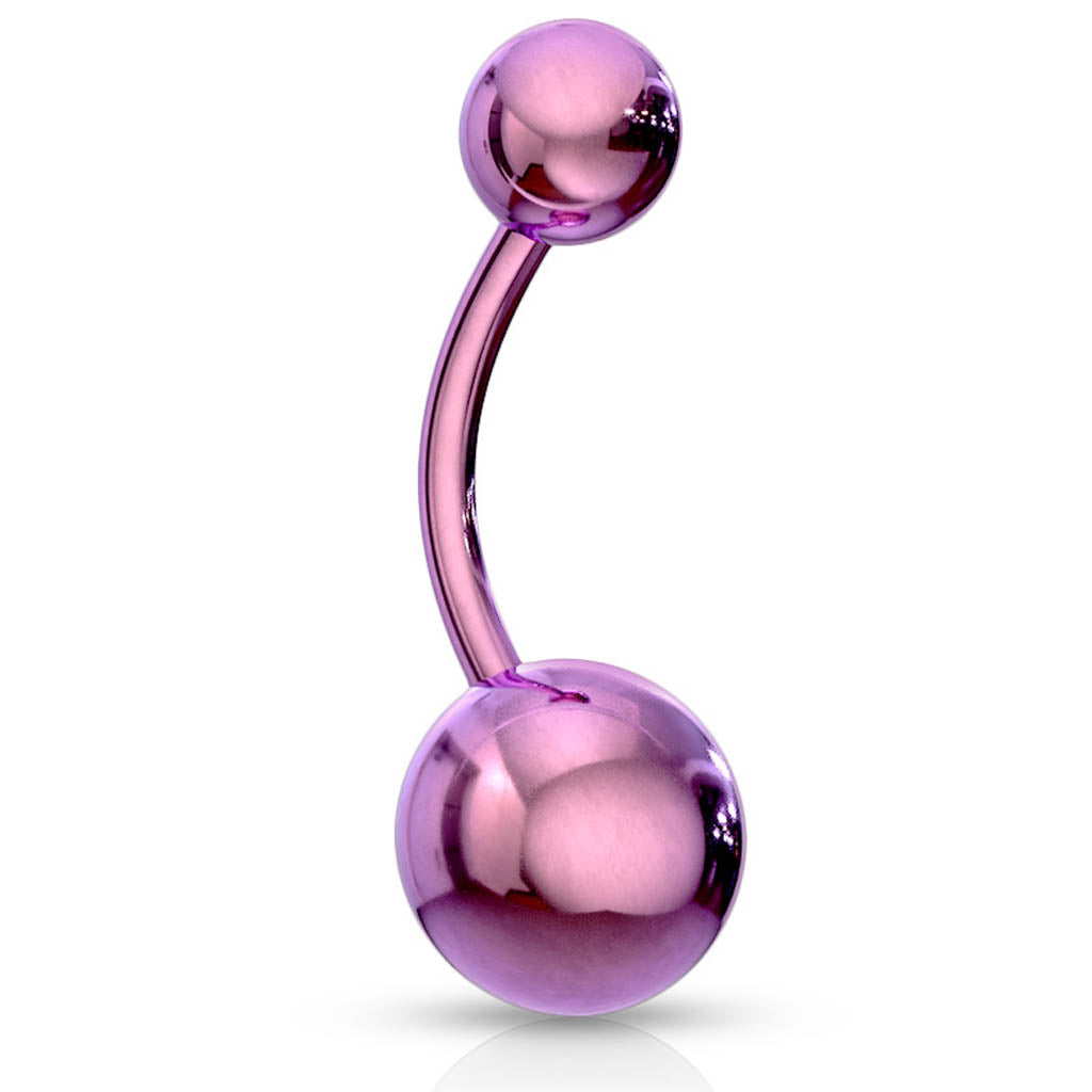 Cherry Diva Belly Bar 14 Gauge Metallic Finish Titanium IP Belly Button Bar