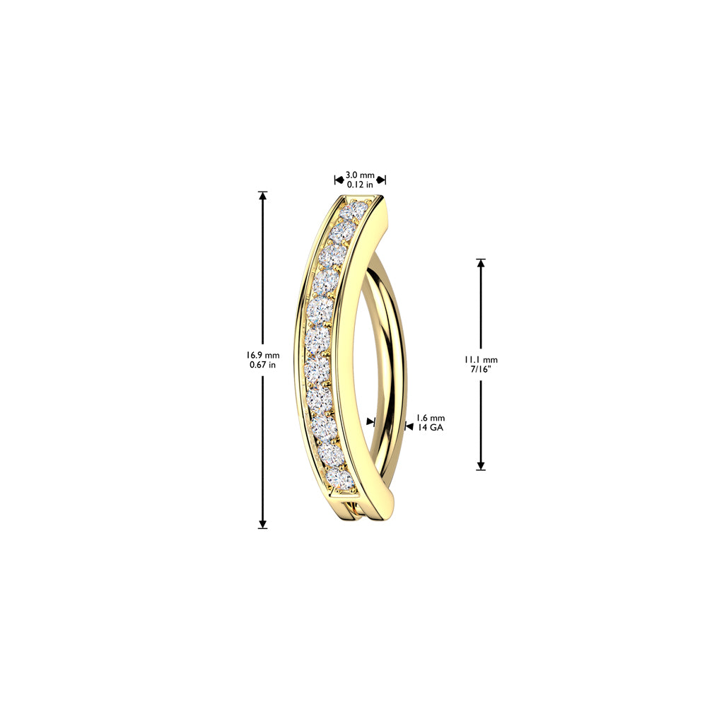 Cherry Diva belly bar 14 Gauge Surgical Steel Hinged Crystal Lined Belly Button Bar