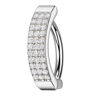 Cherry Diva belly bar 14 Gauge Surgical Steel Hinged Crystal Lined Belly Button Ring