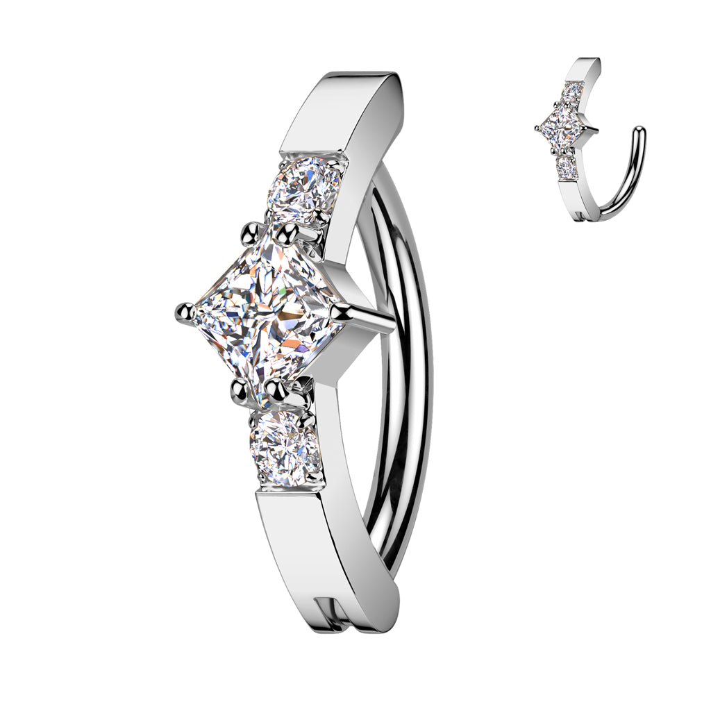 Cherry Diva belly bar 14 Gauge Surgical Steel Hinged Diamond Belly Button Ring