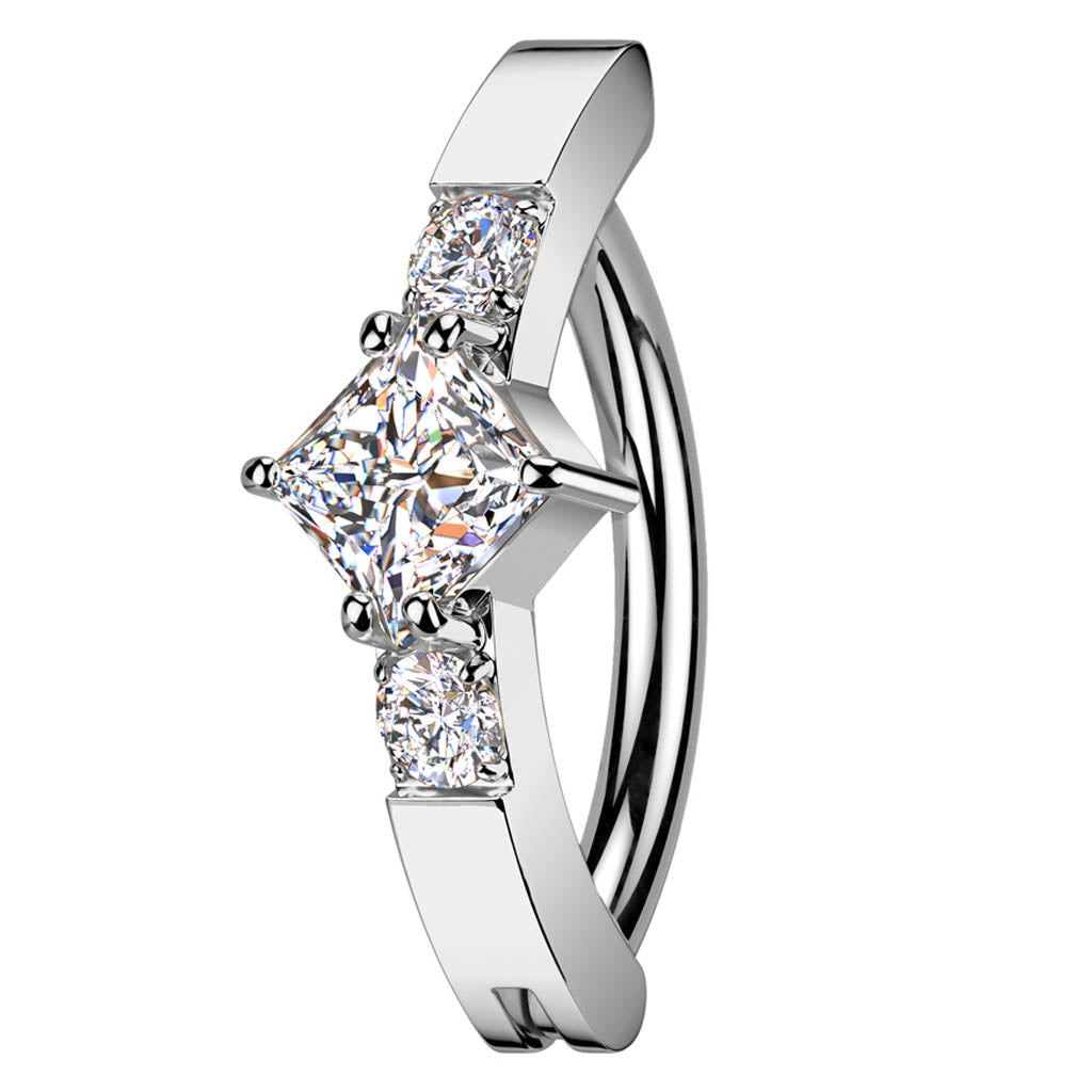 Cherry Diva belly bar 14 Gauge Surgical Steel Hinged Diamond Belly Button Ring