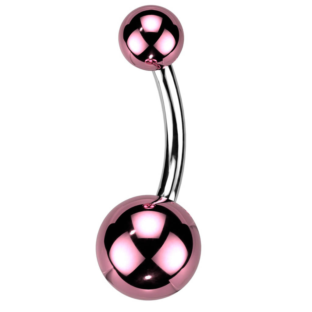 Cherry Diva Belly Bar 14 Gauge Surgical Steel Reflective Coating Belly Bar
