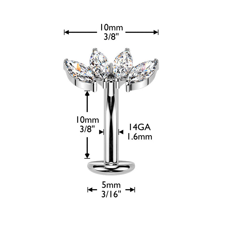 Cherry Diva Belly Bar 14 Gauge Threadless Titanium Crystal Belly Floating Button Bar