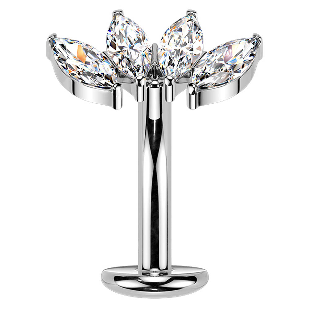Cherry Diva Belly Bar 14 Gauge Threadless Titanium Crystal Belly Floating Button Bar