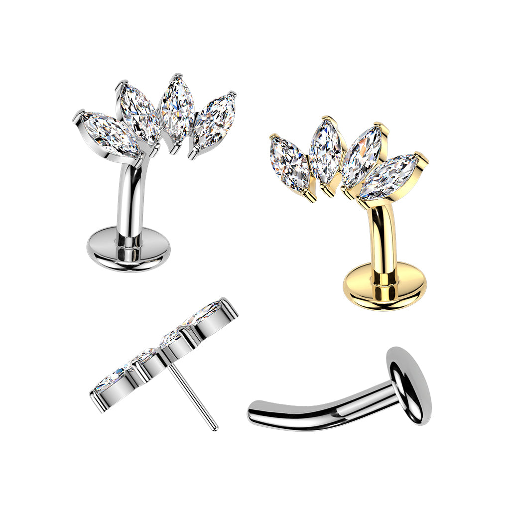 Cherry Diva Belly Bar 14 Gauge Threadless Titanium Crystal Belly Floating Button Bar