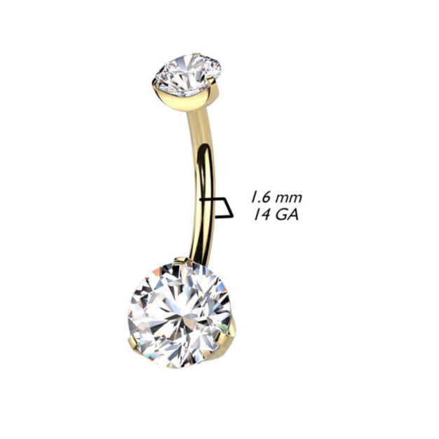 Cherry Diva belly bar 14 Gauge Titanium Aurora Crystal Belly Button Ring