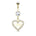 Cherry Diva belly bar Gold 14 Gauge Dangling Love Heart Belly Button Bar