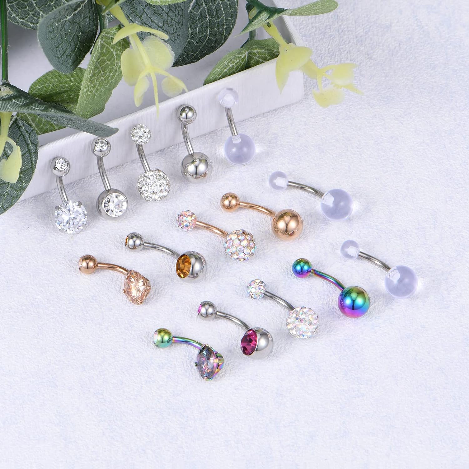 Cherry Diva belly bar Multi Pack Of 15 Multi Coloured Belly Bars