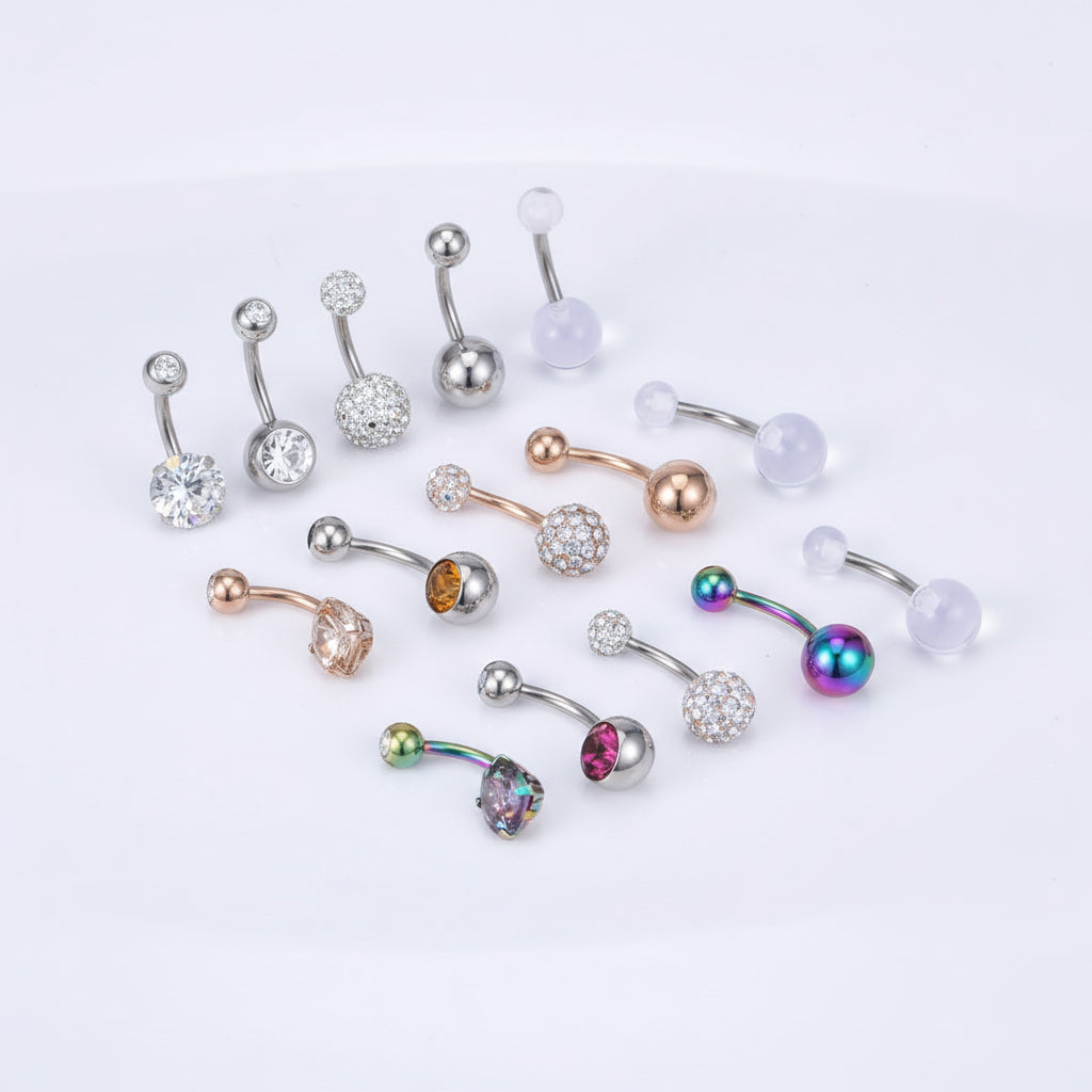 Cherry Diva belly bar Multi Pack Of 15 Multi Coloured Belly Bars