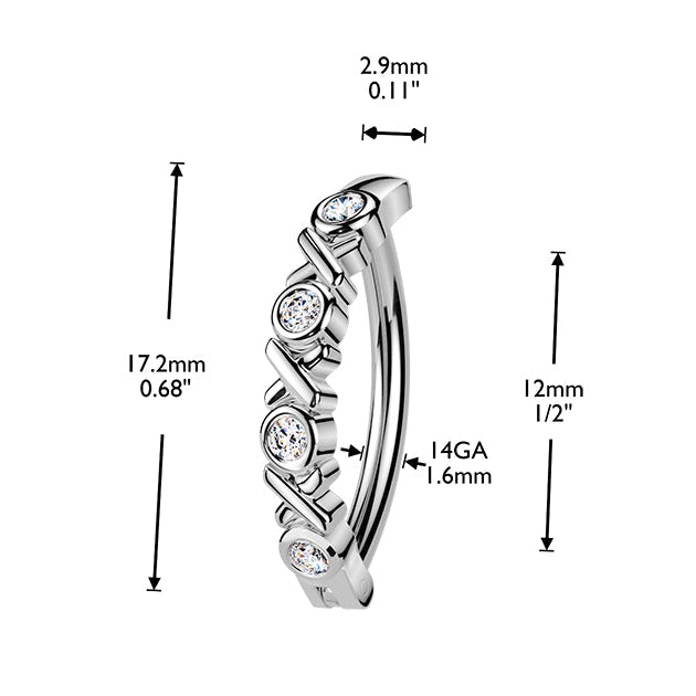 Cherry Diva Belly Button Ring 14 Gauge Hinged Crystal Criss Cross Belly Button Ring