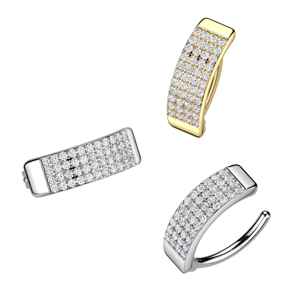 Cherry Diva Belly Button Ring 14 Gauge Hinged Crystal Paved Belly Button Ring