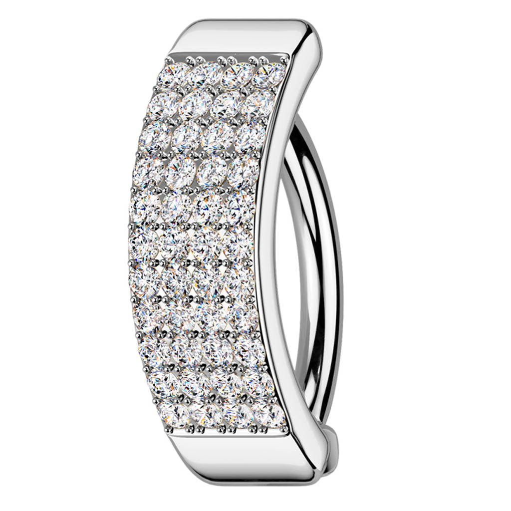 Cherry Diva Belly Button Ring 14 Gauge Hinged Crystal Paved Belly Button Ring