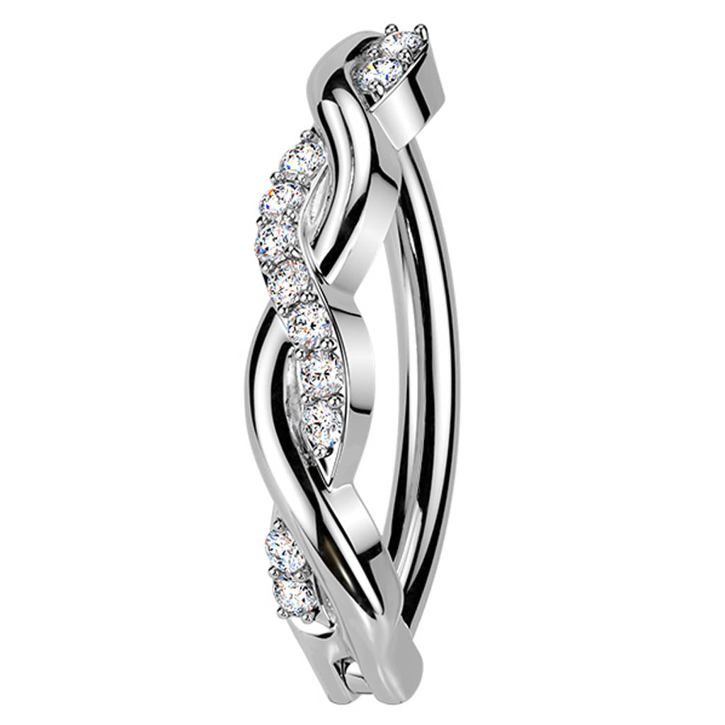 Cherry Diva Belly Button Ring 14 Gauge Surgical Steel Hinged Crystal Twist Belly Button Ring