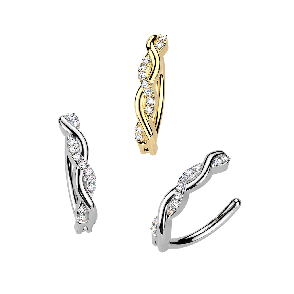 Cherry Diva Belly Button Ring 14 Gauge Surgical Steel Hinged Crystal Twist Belly Button Ring