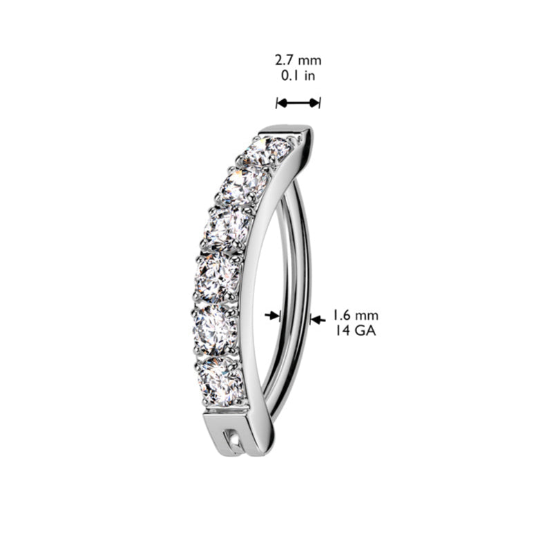 Cherry Diva Belly Button Ring 14 Gauge Titanium Hinged Crystal Lined Belly Button Ring