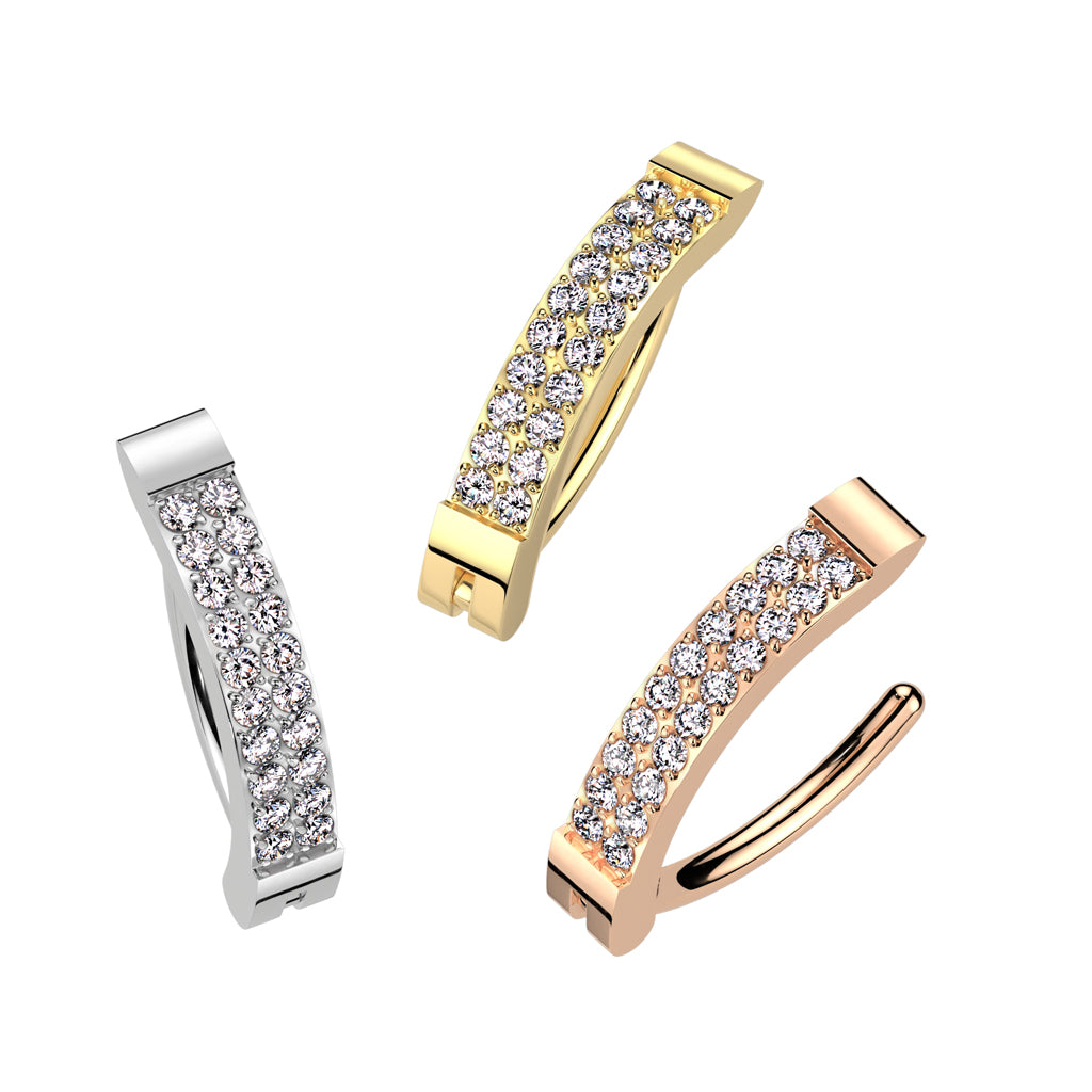 Cherry Diva Belly Button Ring 14 Gauge Titanium Hinged Twin Crystal Belly Button Ring