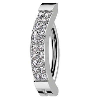 Cherry Diva Belly Button Ring 14 Gauge Titanium Hinged Twin Crystal Belly Button Ring