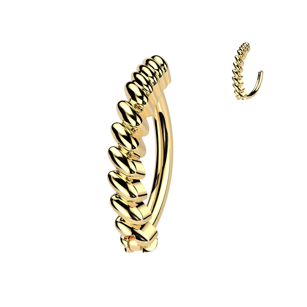 Cherry Diva Belly Button Ring Gold 14 Gauge Hinged Twisted Bar Belly Button Ring