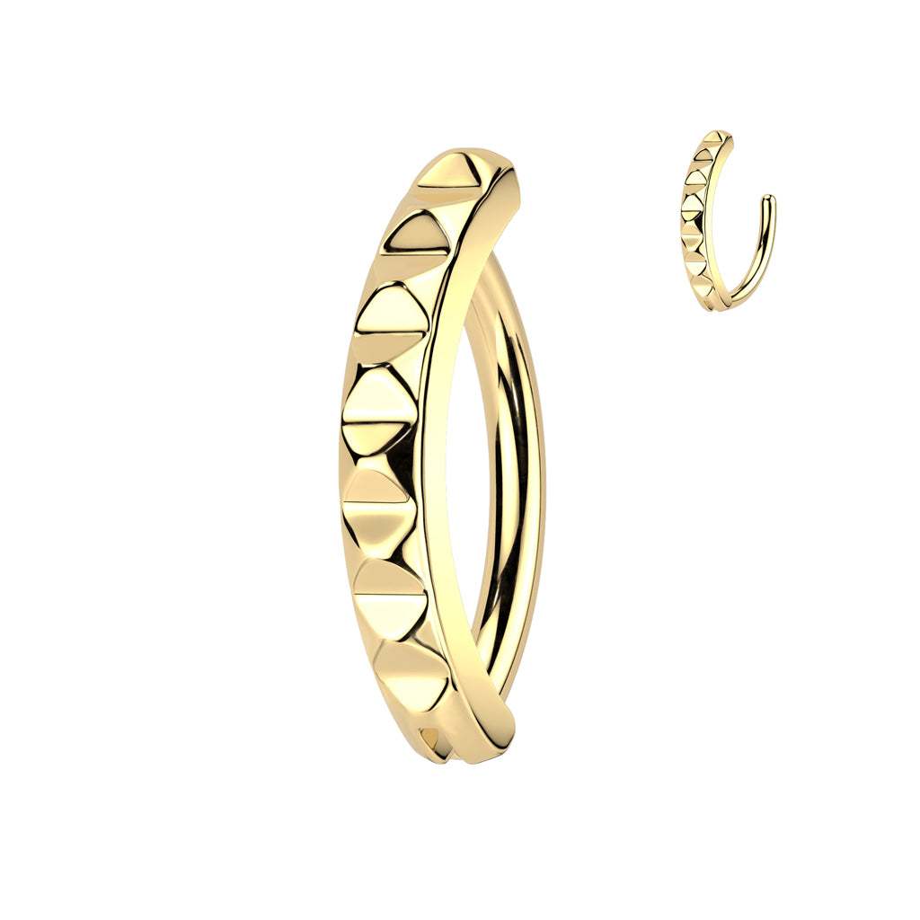 Cherry Diva Belly Button Ring Gold 14 Gauge Surgical Steel Hinged Spiked Belly Button Ring