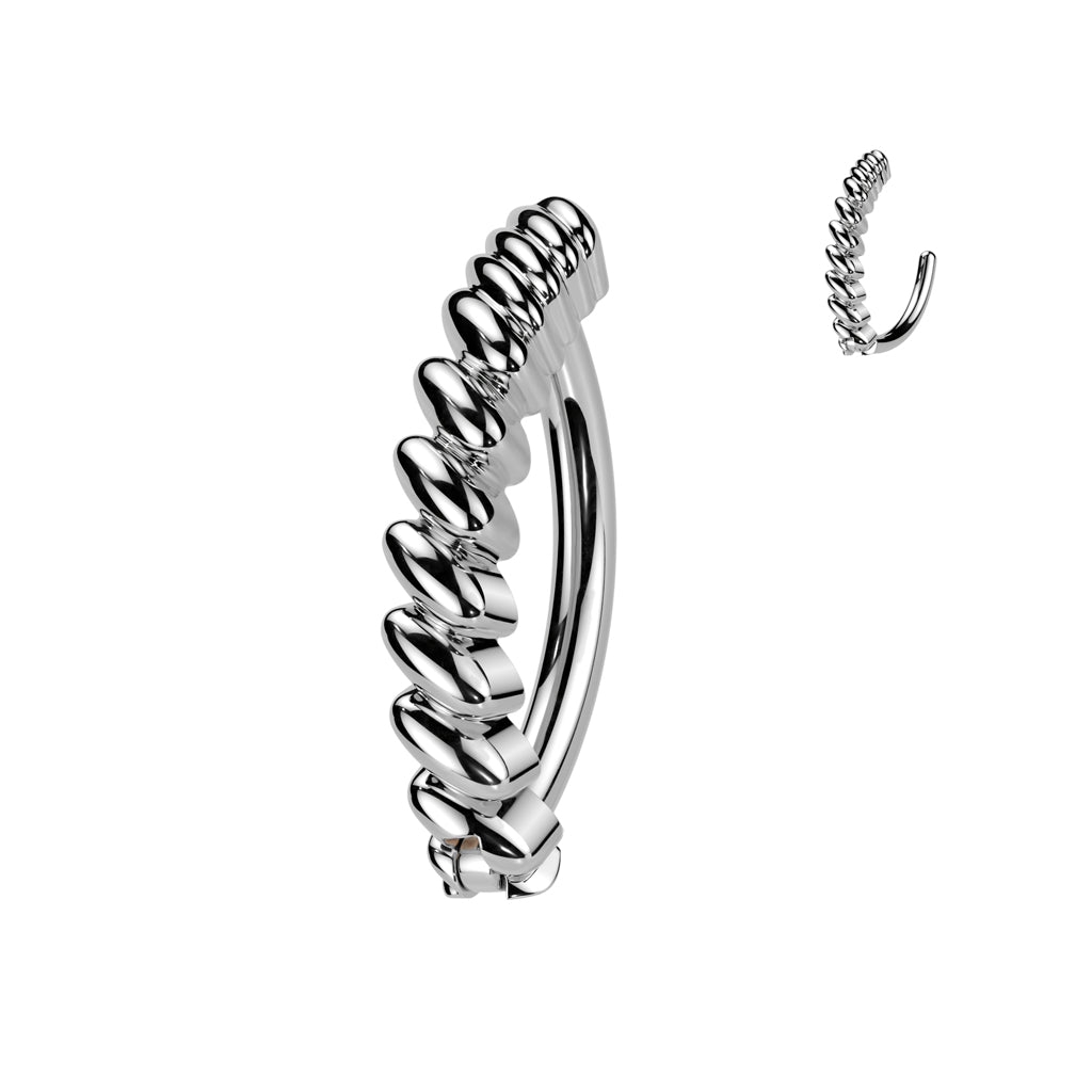 Cherry Diva Belly Button Ring Silver 14 Gauge Hinged Twisted Bar Belly Button Ring