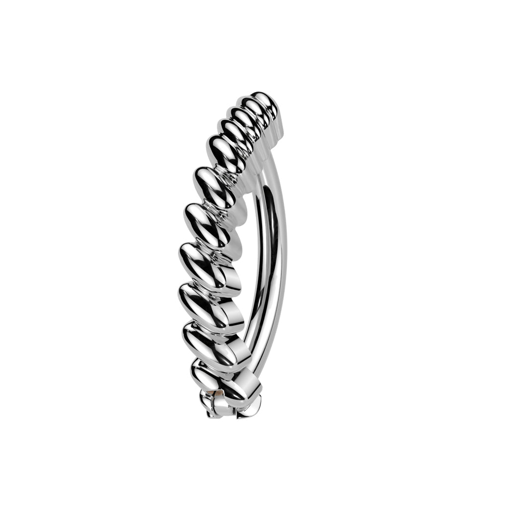 Cherry Diva Belly Button Ring Silver 14 Gauge Hinged Twisted Bar Belly Button Ring