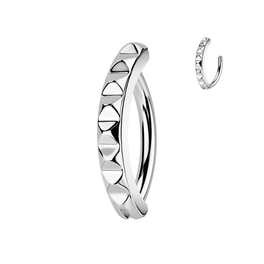 Cherry Diva Belly Button Ring Silver 14 Gauge Surgical Steel Hinged Spiked Belly Button Ring