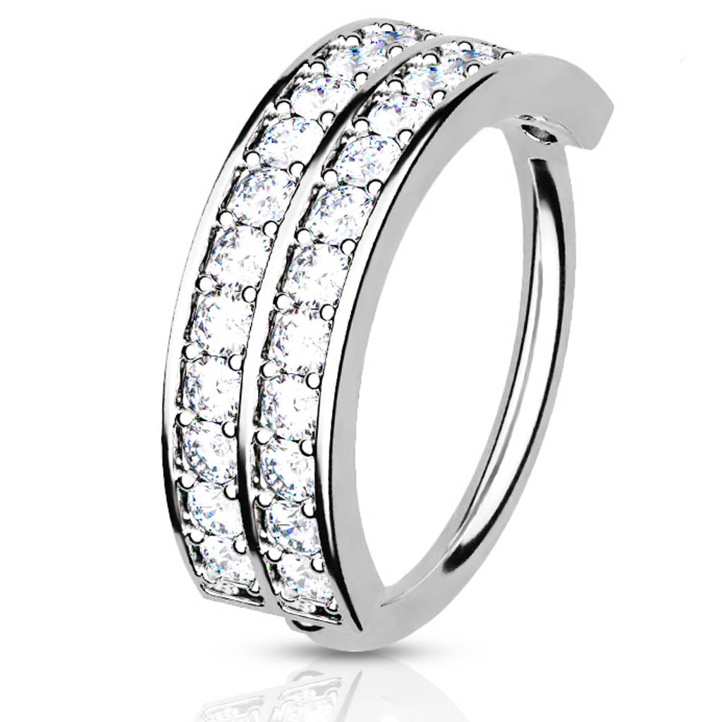 Cherry Diva Bendable Hoop Ring 16 Gauge Double Crystal Row Bendable Cartilage Hoop