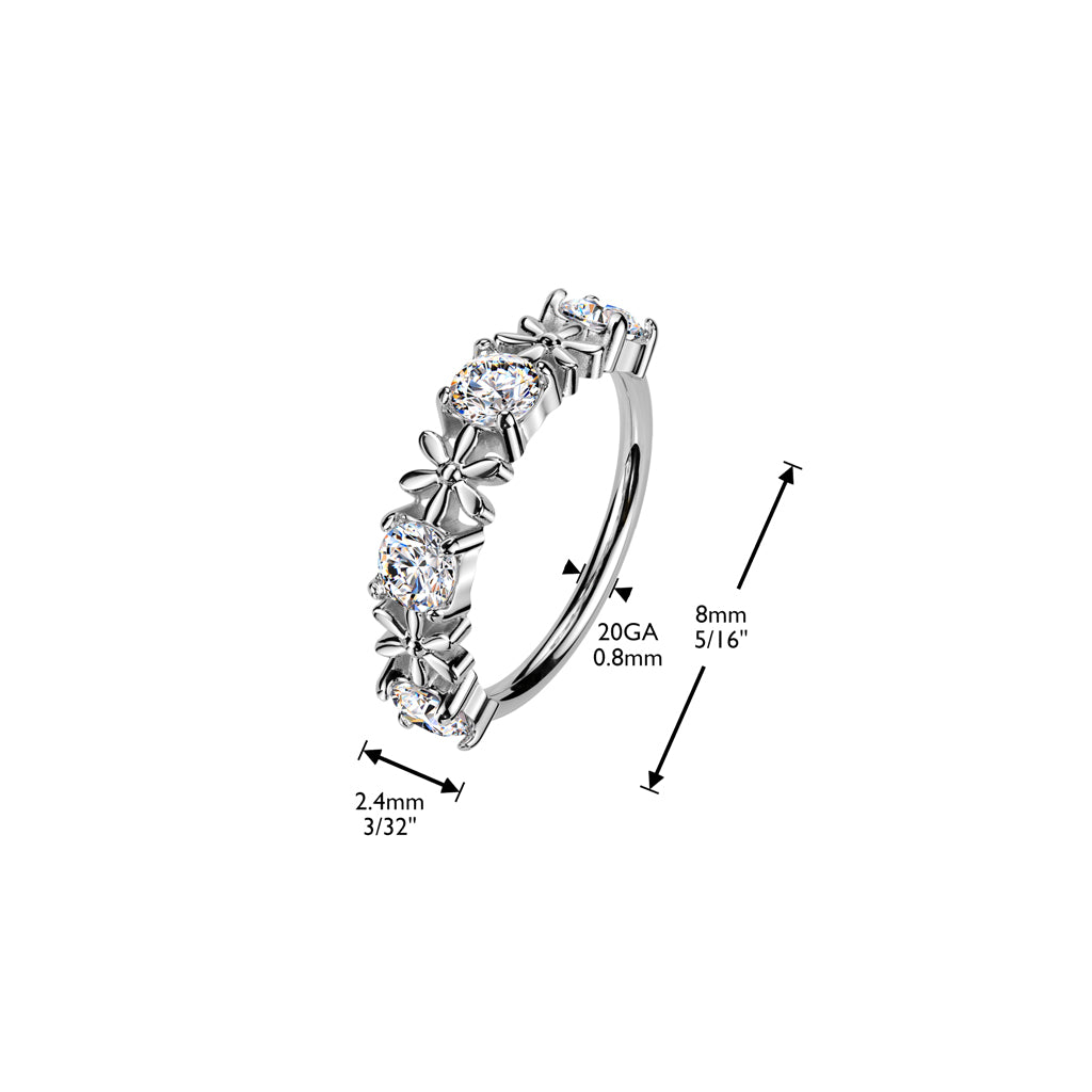 Cherry Diva Bendable Hoop Ring 20 Gauge Crystal Daisy Hoop For Nose & Ear