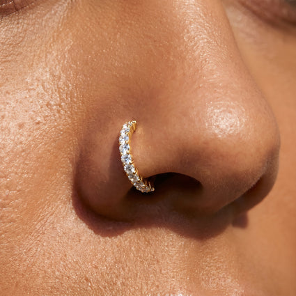 Cherry Diva Bendable Hoop Ring 20 Gauge Crystal Row Hoop Ring For Nose & Ear