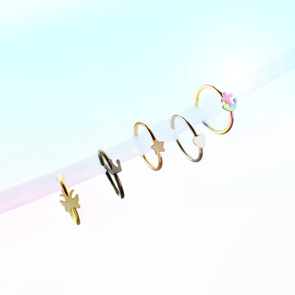 Cherry Diva Bendable Hoop Ring 20 Gauge Dainty Star Bendable Hoop Ring for Nose & Ear