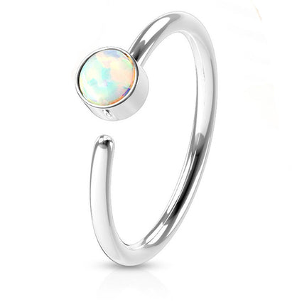 Cherry Diva Bendable Hoop Ring 20 Gauge Hypoallergenic Opal Hoop for Nose & Ear